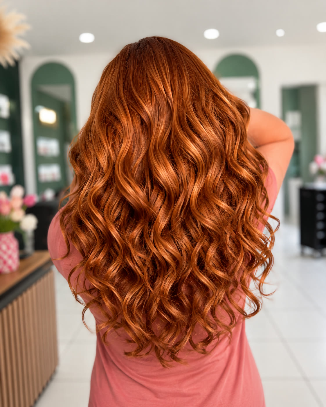 Kupfer-Coloration mit Wellen bei AD COIFFEUR